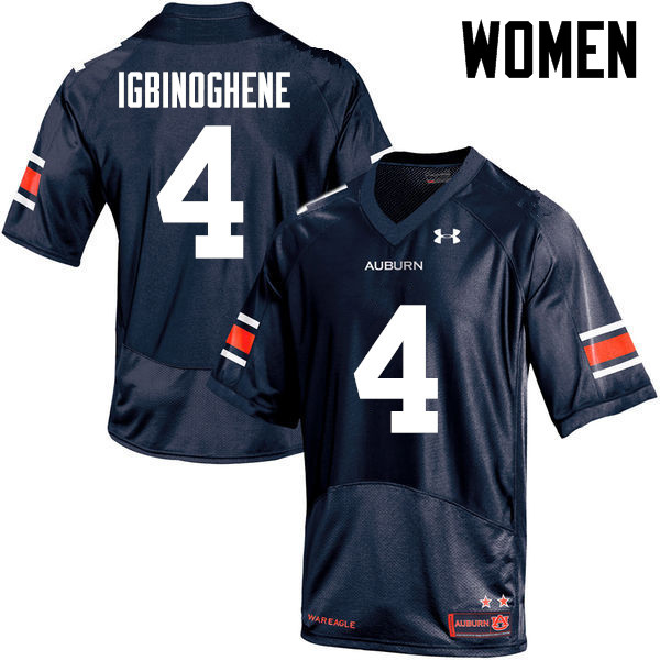 Women Auburn Tigers #4 Noah Igbinoghene College Football Jerseys-Navy - Click Image to Close